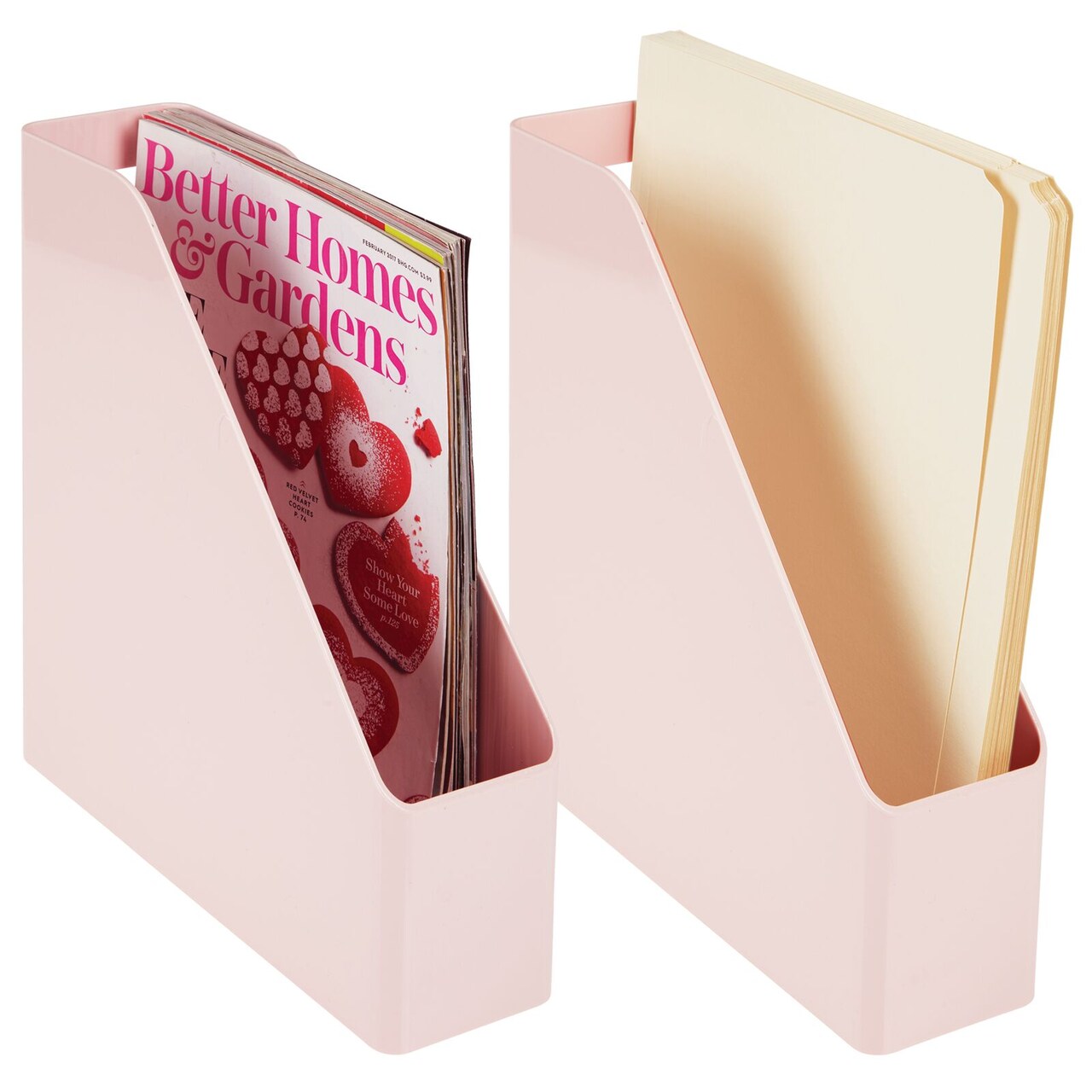 mDesign Plastic File Folder Bin, Office Desktop Organizer, 2 Pack